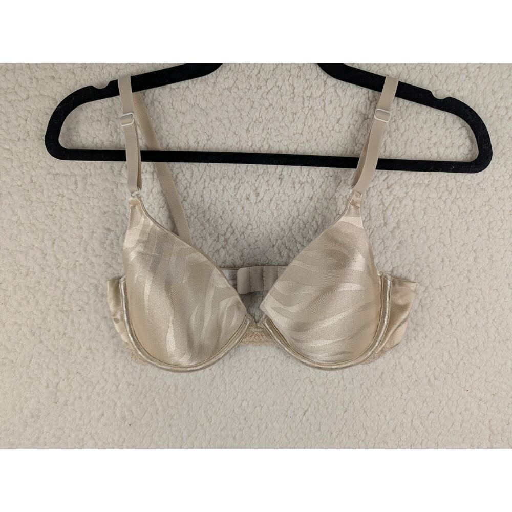 Maidenform‎ 34D Bra Champagne Beige Zebra Jacquard Lace Trim Underwire 411 39